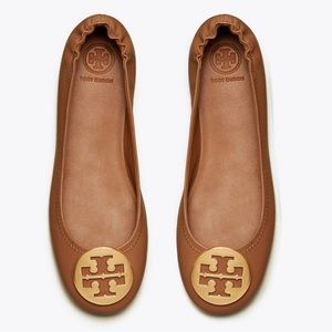 Tory Burch - Minnie Travel Ballet Flat - Royal Tan/Gold - Women’s 7.5